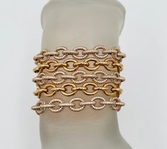 White Diamond Round Link Bracelet in 18K Rose Gold