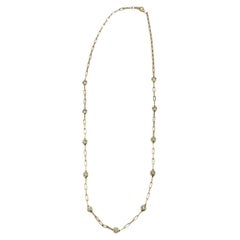 White Diamond Round Paper Clip Necklace in 14K Yellow Gold