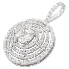 White Diamond Round Pendant in 14K White Gold