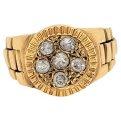 White Diamond Round Ring in 14K Yellow Gold