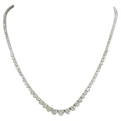 White Diamond Round Riviera Necklace in 18k White Gold