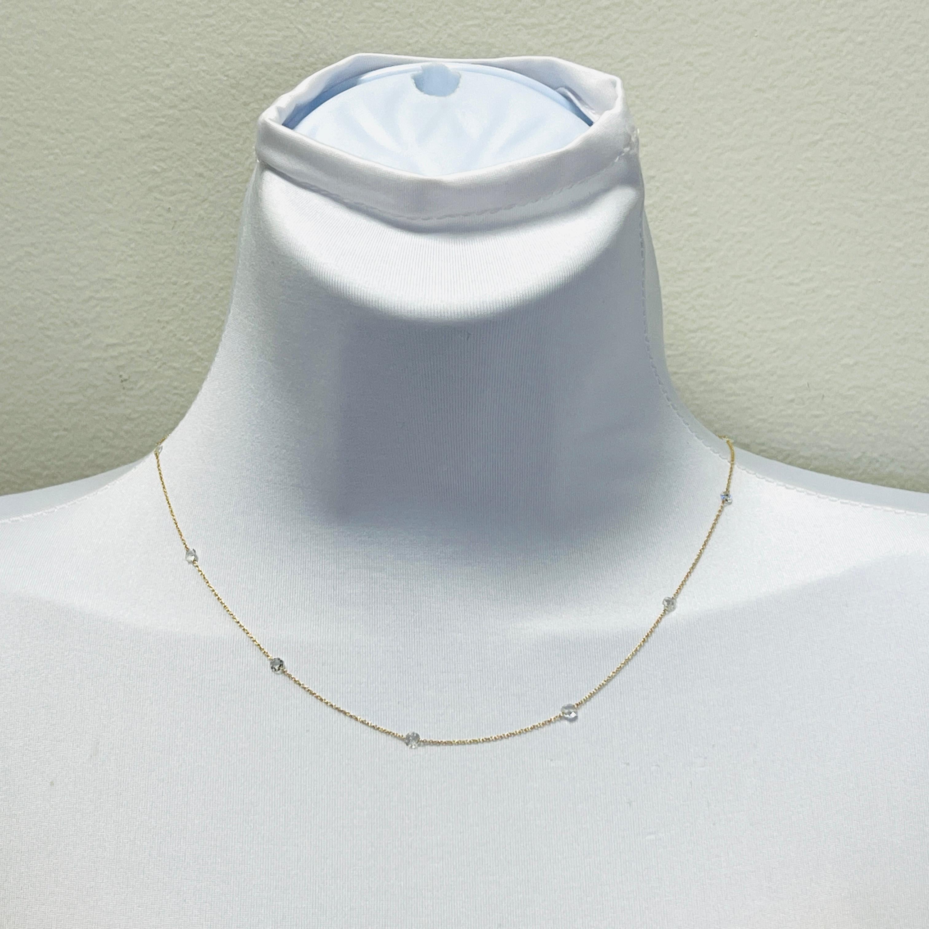 Beautiful 1.02 ct. white diamond round rose cuts.  Handmade in 18k yellow gold.  Length is 18