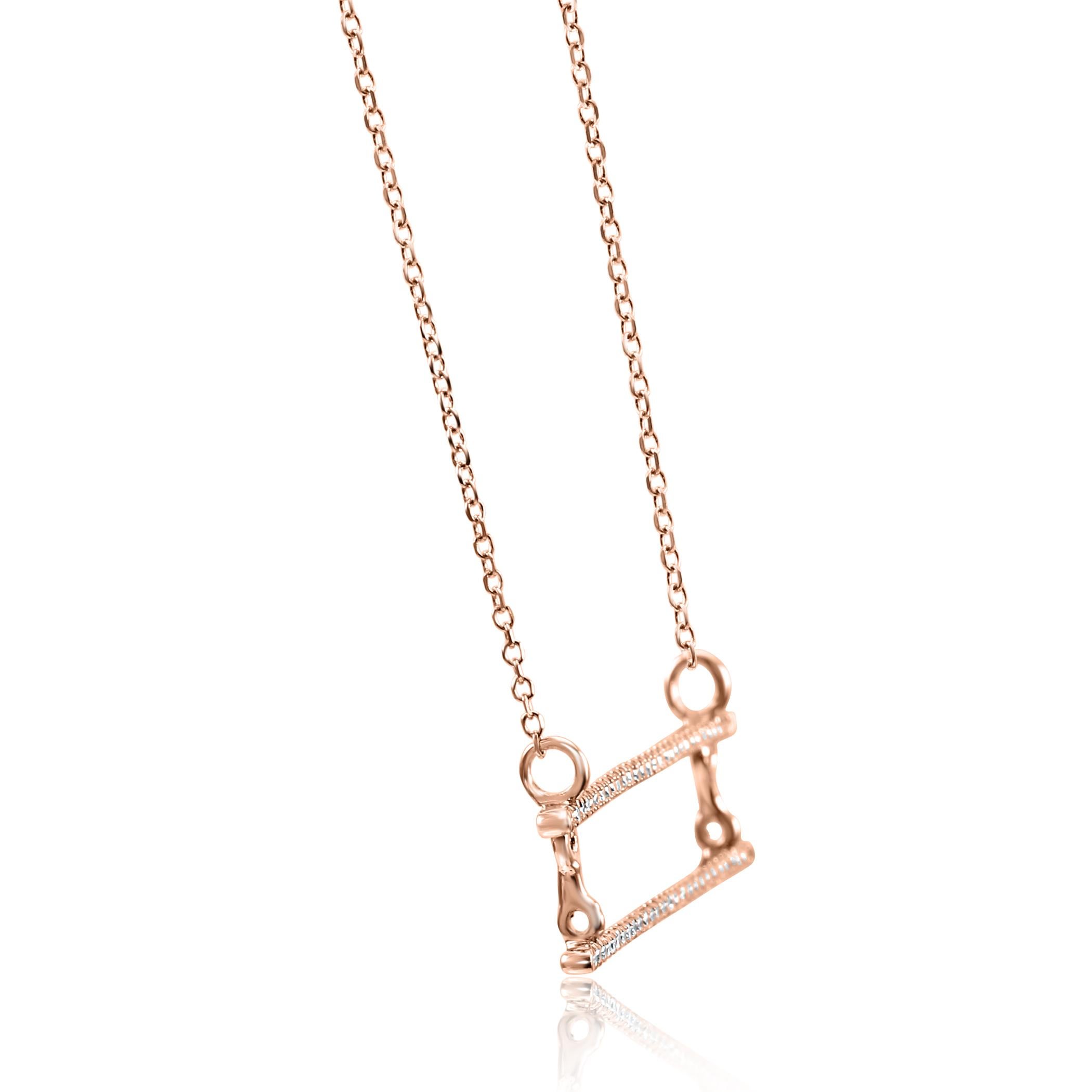 Contemporary White Diamond Round Rose Gold Bar Style Fashion Drop Pendant Chain Necklace