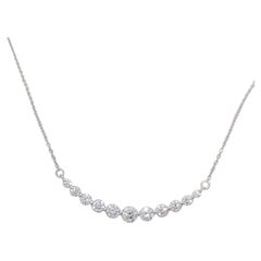 White Diamond Round "Smile" Necklace in 14k White Gold