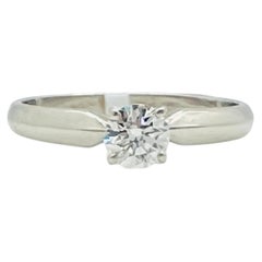 White Diamond Round Solitaire Ring in Platinum