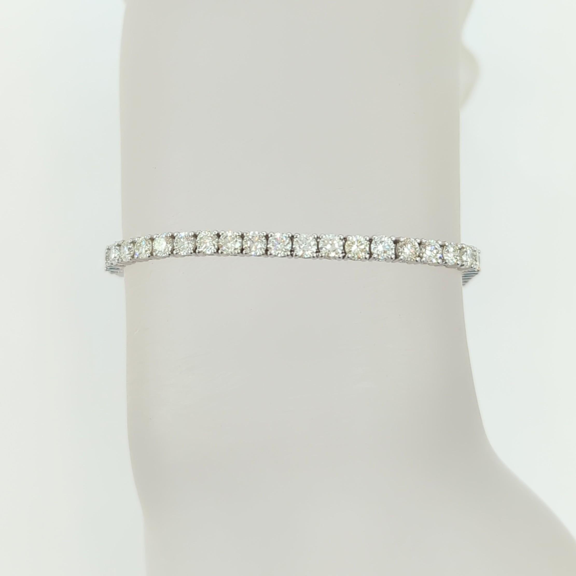 Bracelet tennis rond en or blanc 14 carats avec diamants blancs Unisexe en vente