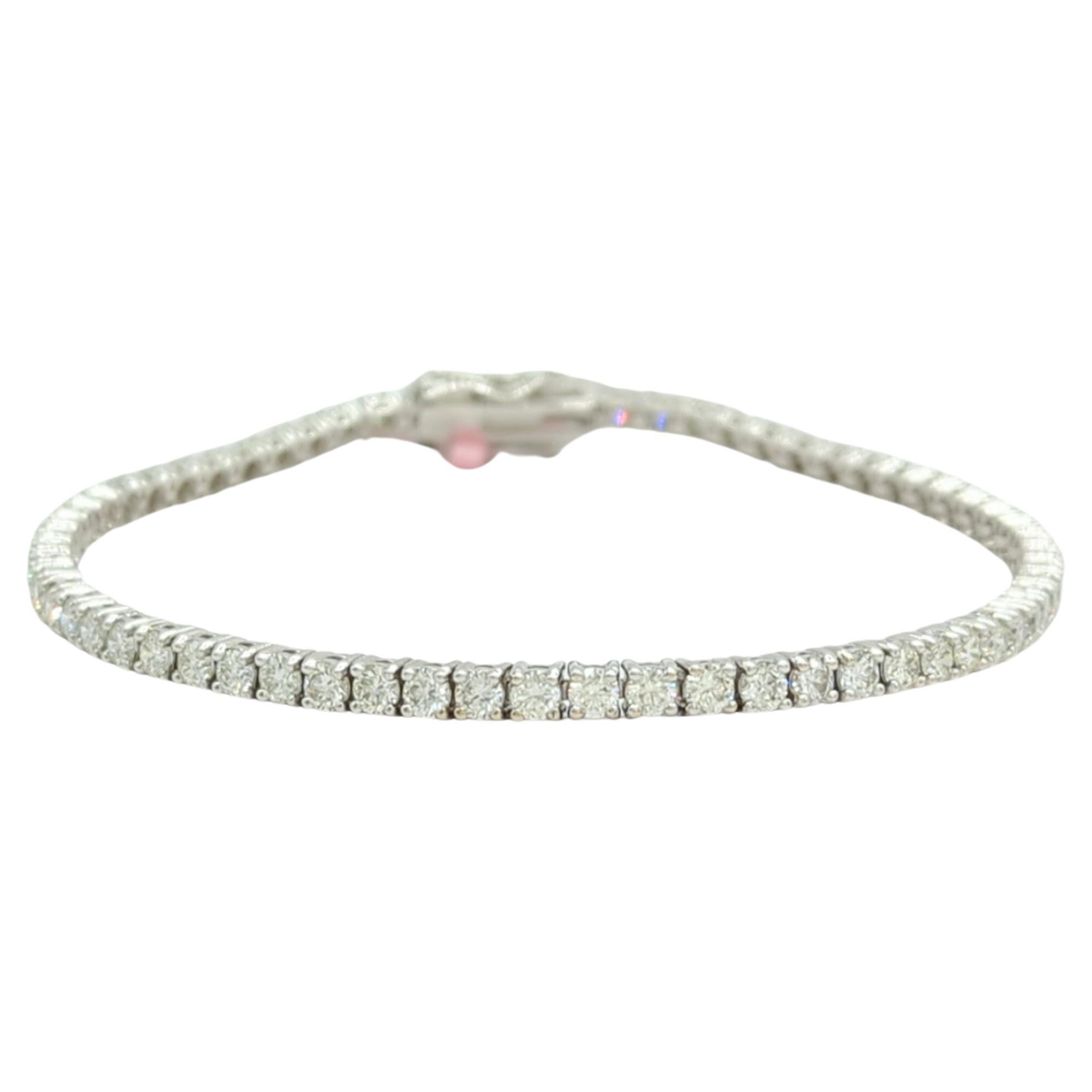 Bracelet tennis rond en or blanc 14 carats avec diamants blancs
