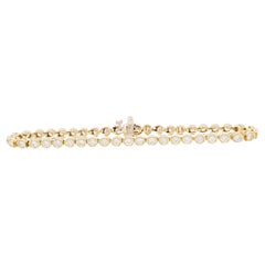 White Diamond Round Tennis Bracelet in 14k Yellow Gold