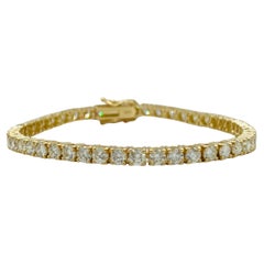 White Diamond Round Tennis Bracelet in 14K Yellow Gold