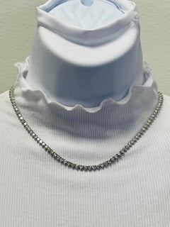 White Diamond Round Tennis Necklace in 14K White Gold