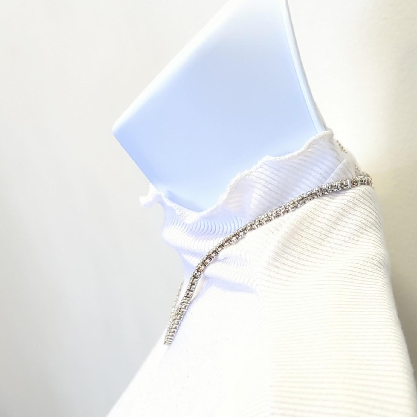 Round Cut White Diamond Round Tennis Necklace in 14K White Gold For Sale