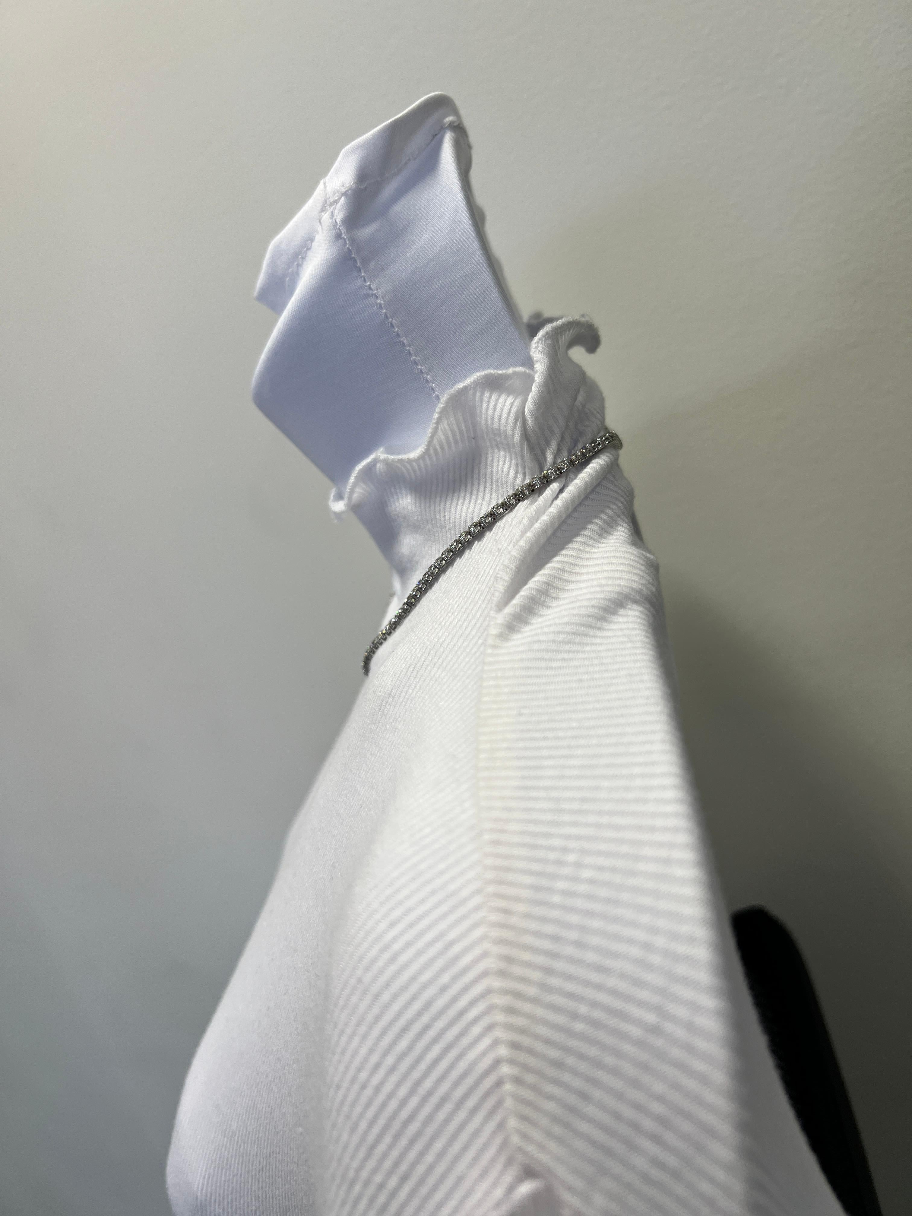 Taglio rotondo Collana Tennis con diamante bianco rotondo in oro bianco 14 carati in vendita