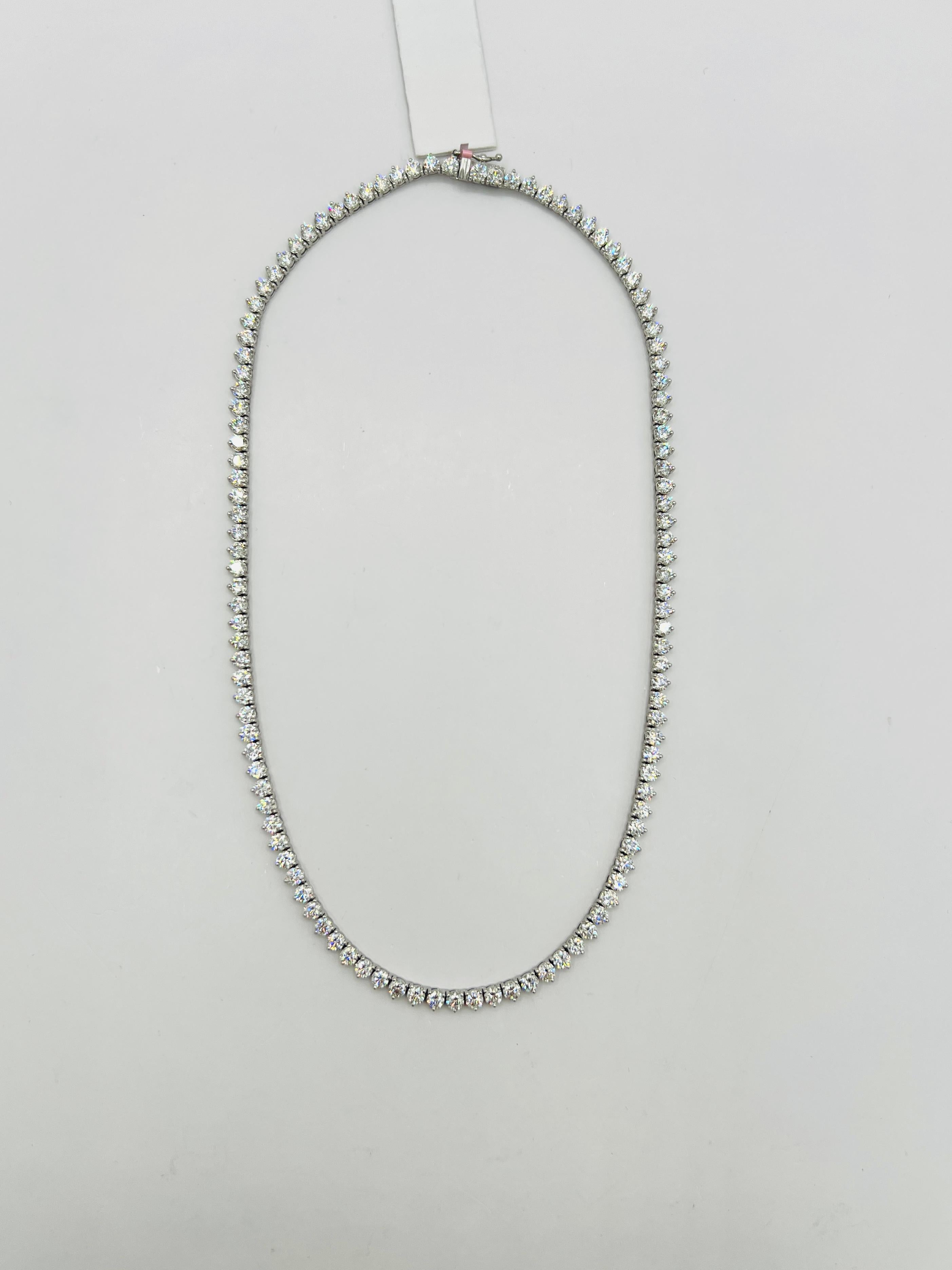 da uomo o donna Collana Tennis con diamante bianco rotondo in oro bianco 14 carati in vendita