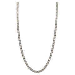 White Diamond Round Tennis Necklace in 14K White Gold