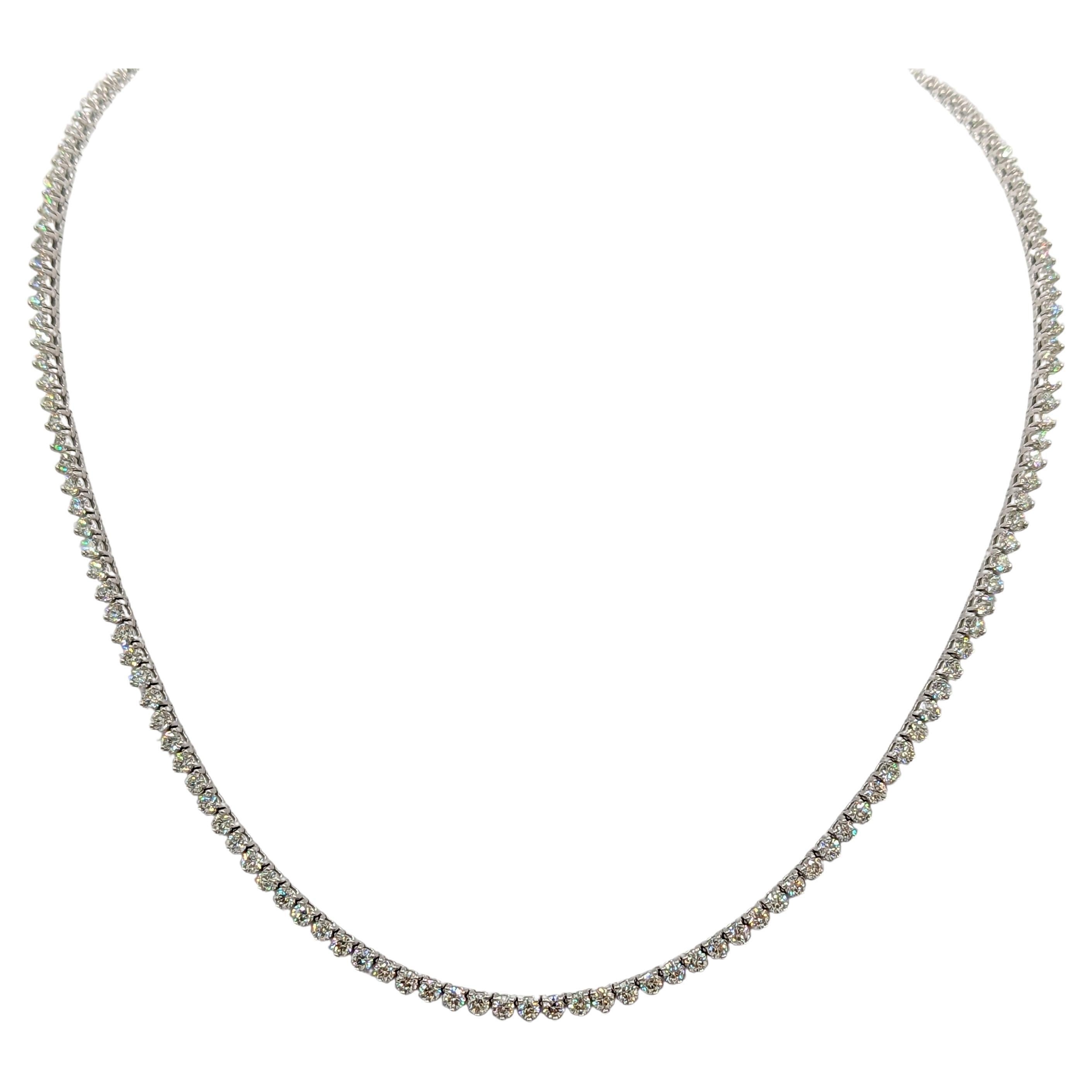 Runde Tennis-Halskette aus 14 Karat Weißgold mit weißen Diamanten