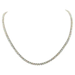 White Diamond Round Tennis Necklace in 14K White Gold
