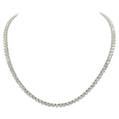 White Diamond Round Tennis Necklace in 14K White Gold