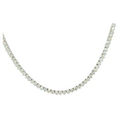 White Diamond Round Tennis Necklace in 14K White Gold
