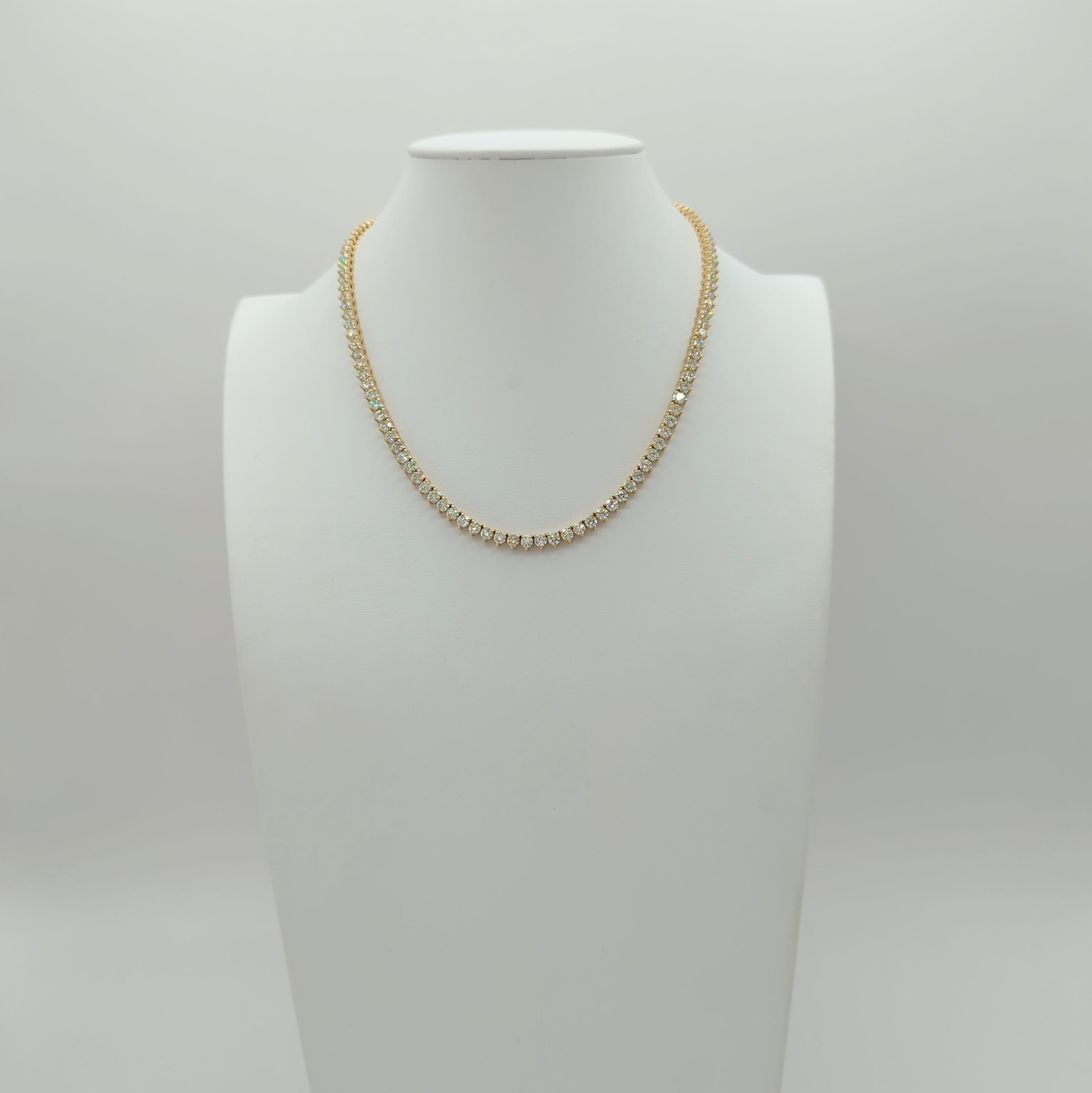 Runde Tennis-Halskette aus 14 Karat Gelbgold mit weißenen weißen Diamanten im Zustand „Neu“ im Angebot in Los Angeles, CA