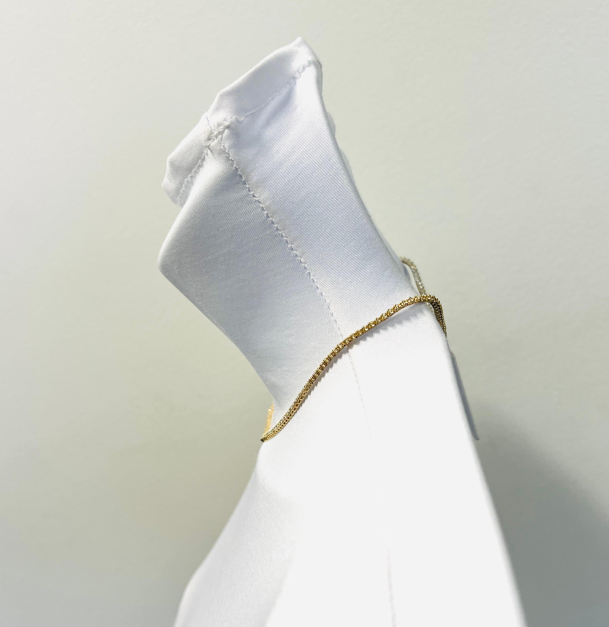 Collier tennis rond en or jaune 14 carats avec diamants blancs Neuf - En vente à Los Angeles, CA