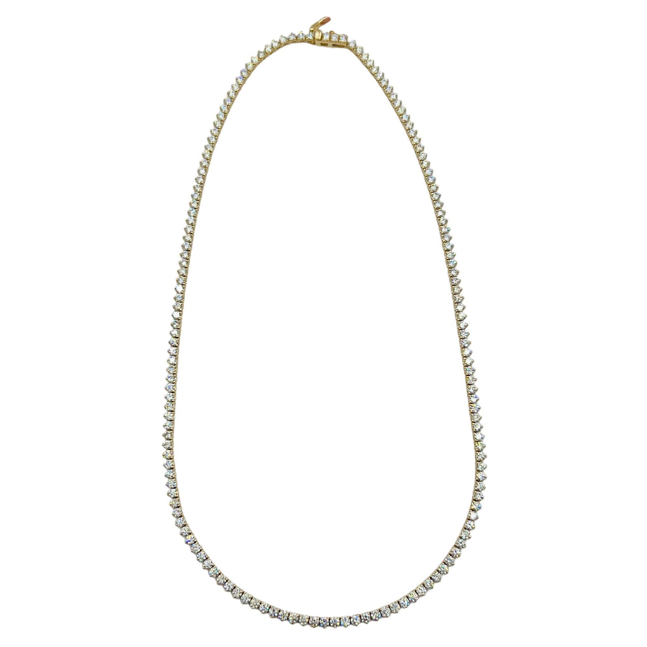Collar de Tenis Redondo con Diamantes Blancos en Oro Amarillo de 14 K