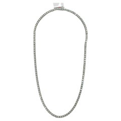 White Diamond Round Tennis Necklace in 18K White Gold