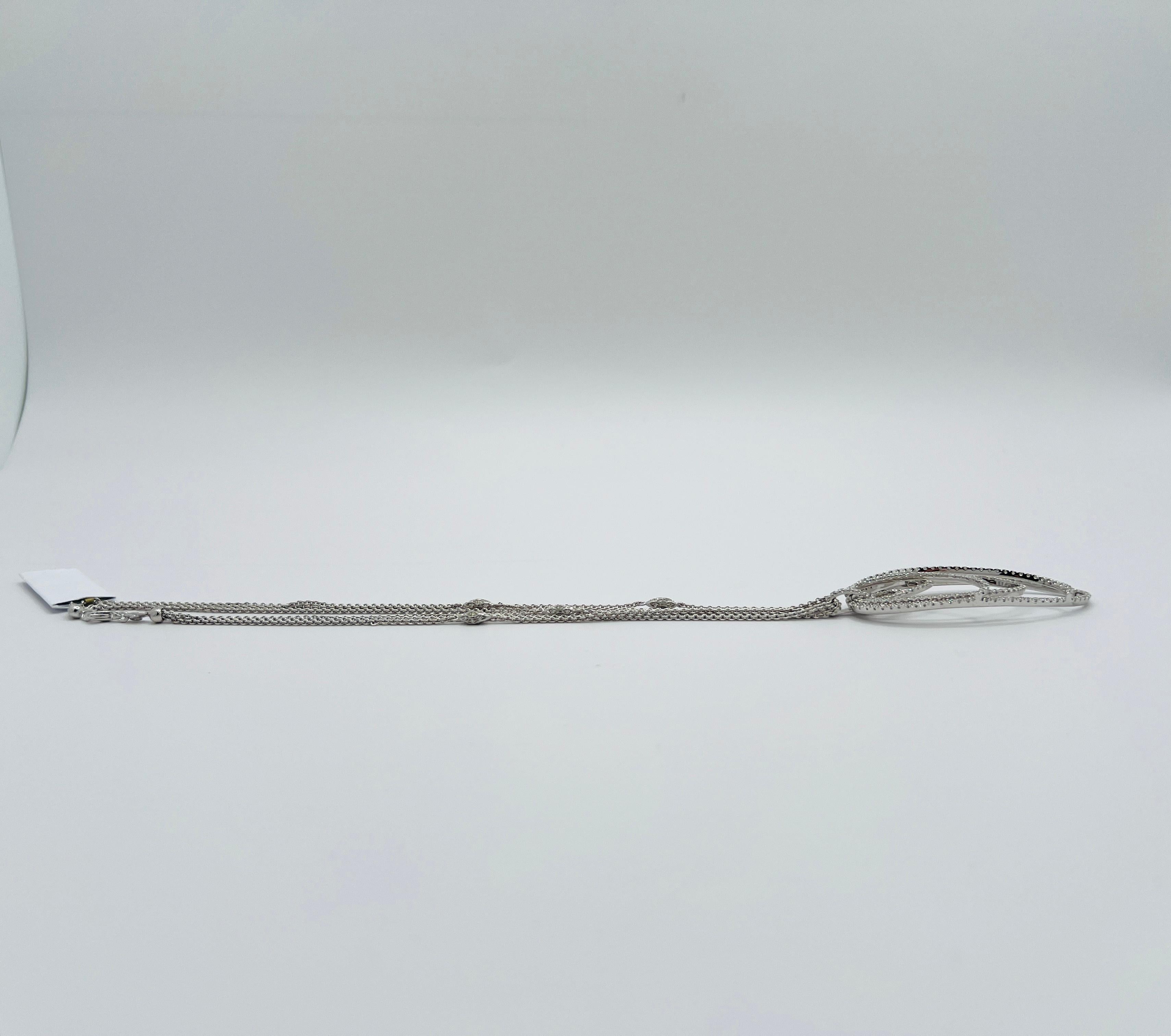 da uomo o donna Collana a catena tripla con diamanti bianchi in oro bianco 18 carati in vendita