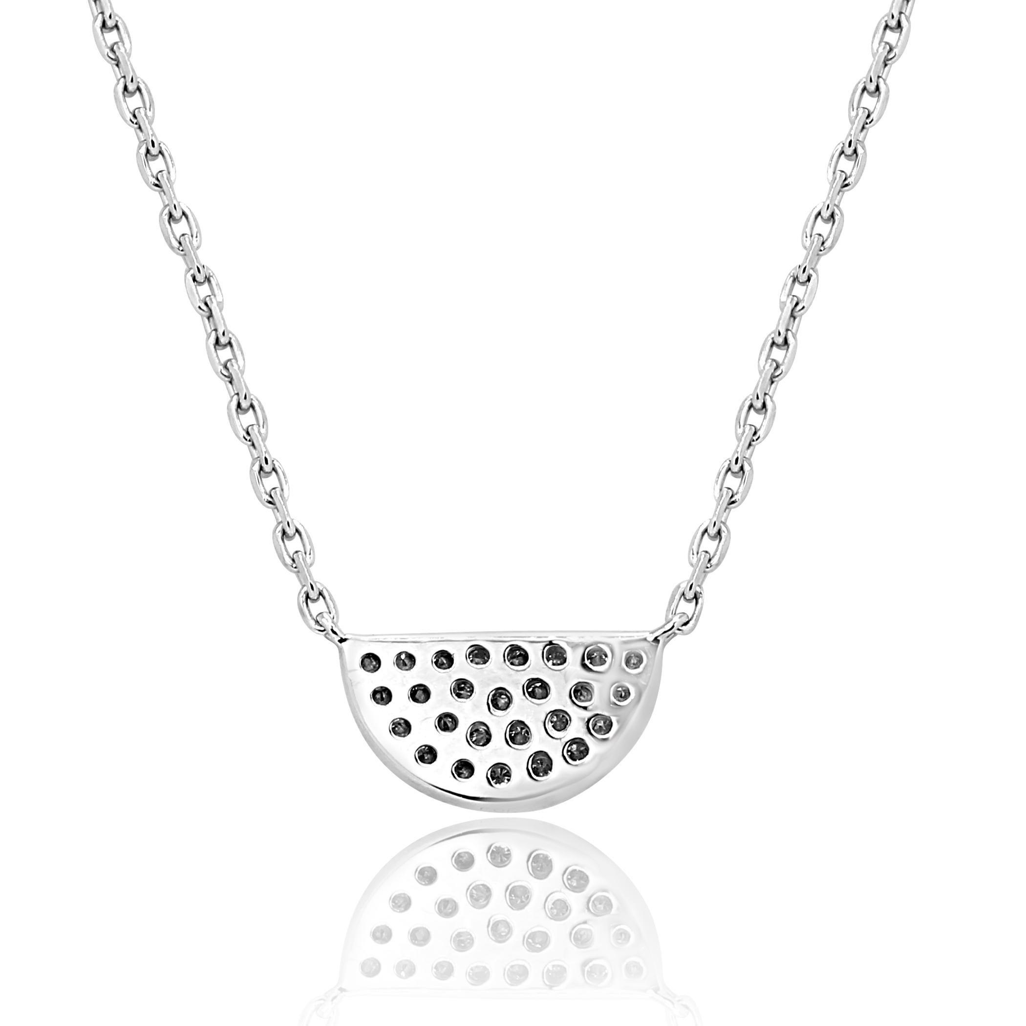 Modern White Diamond Round White Gold Fashion Pendant Drop Chain Necklace