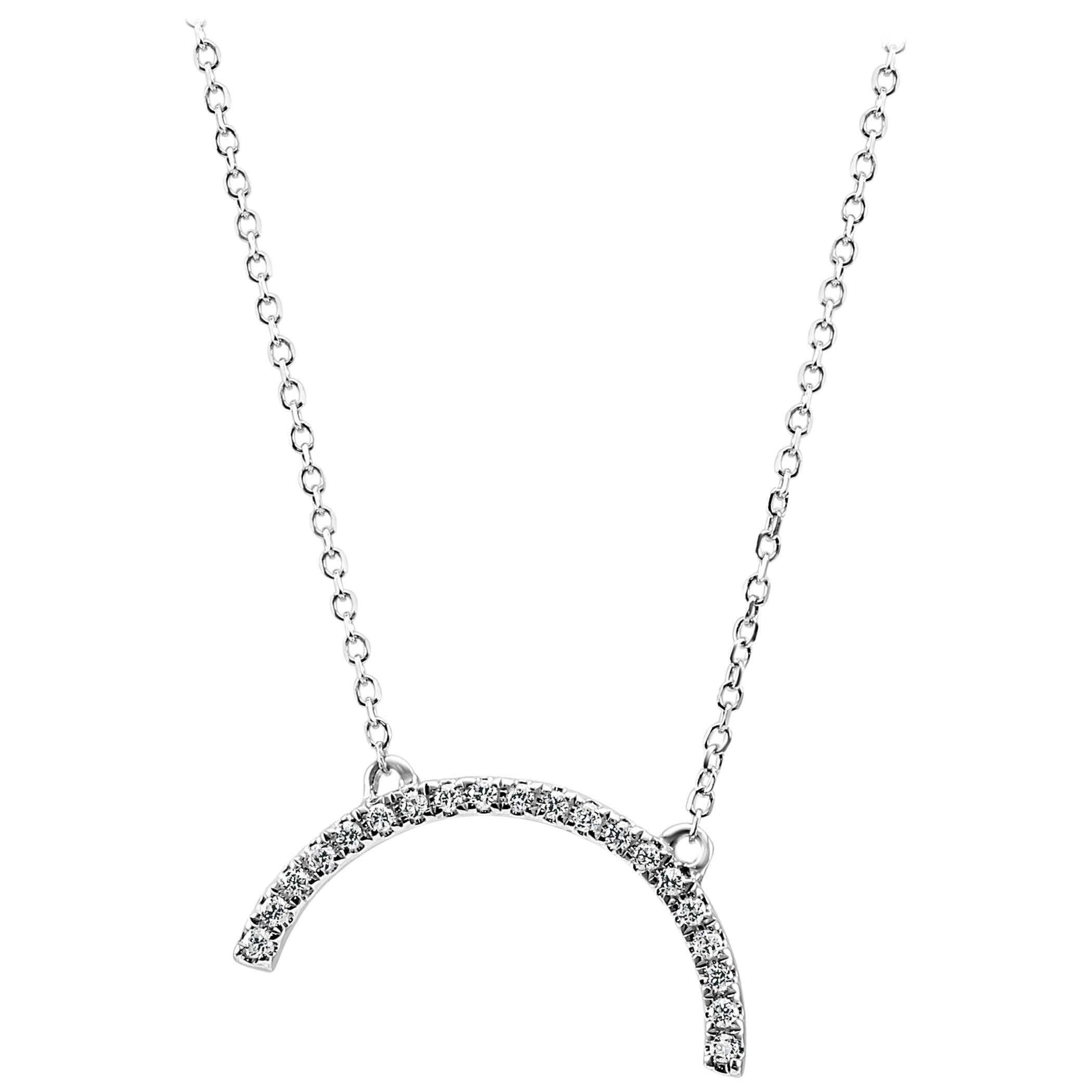 White Diamond Rounds 14 Karat White Gold Fashion Drop Pendant Chain Necklace