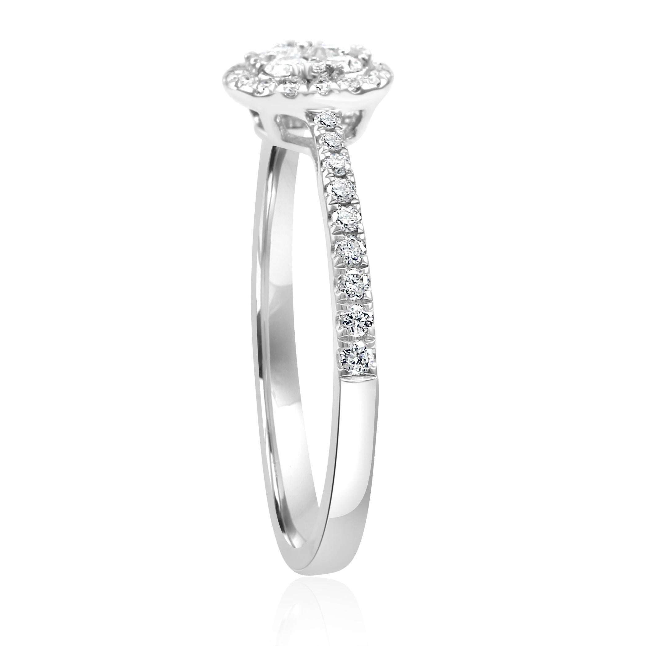 Round Cut White Diamond Rounds 14 Karat Gold Cluster Bridal Fashion Cocktail Ring