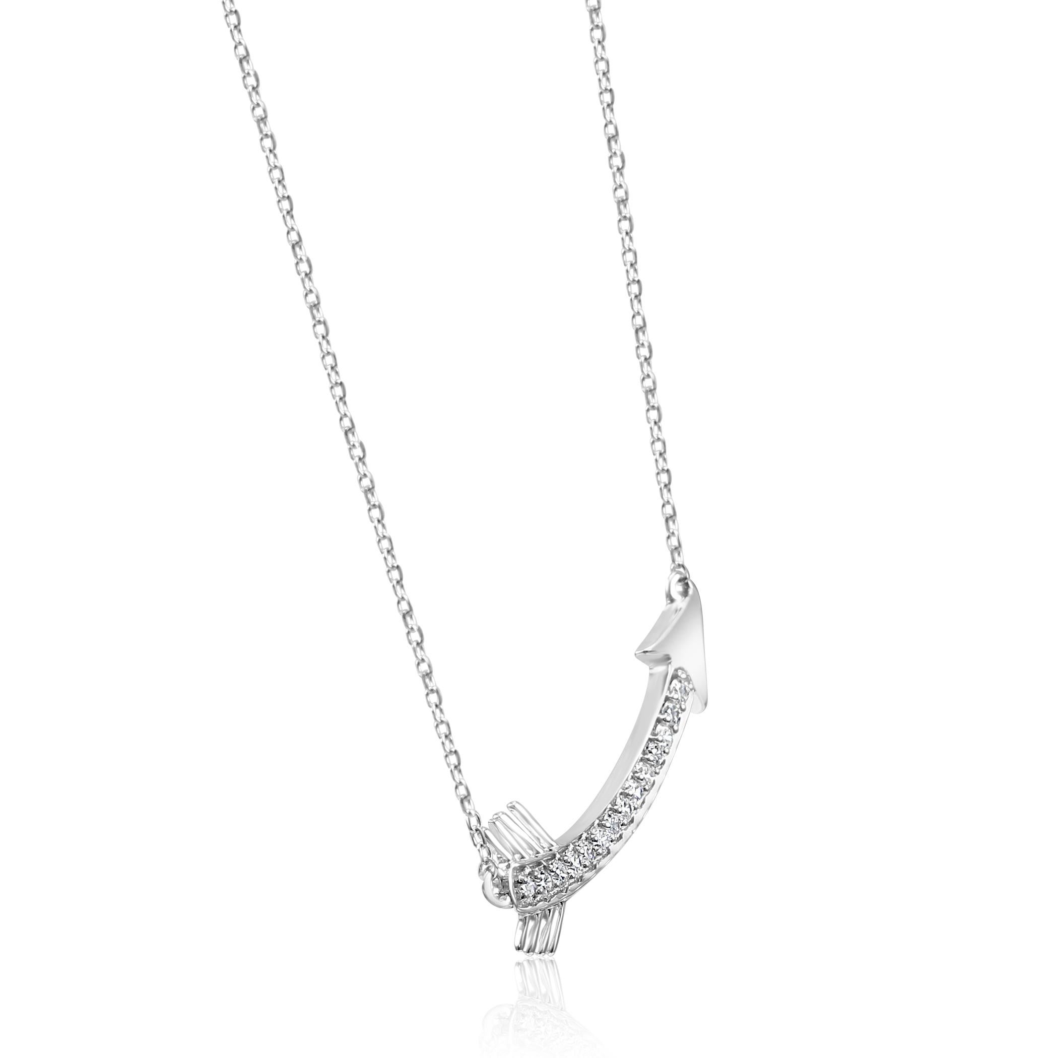 Round Cut White Diamond Rounds 14k Gold Fashion Drop Dangle Arrow Pendant Chain Necklace