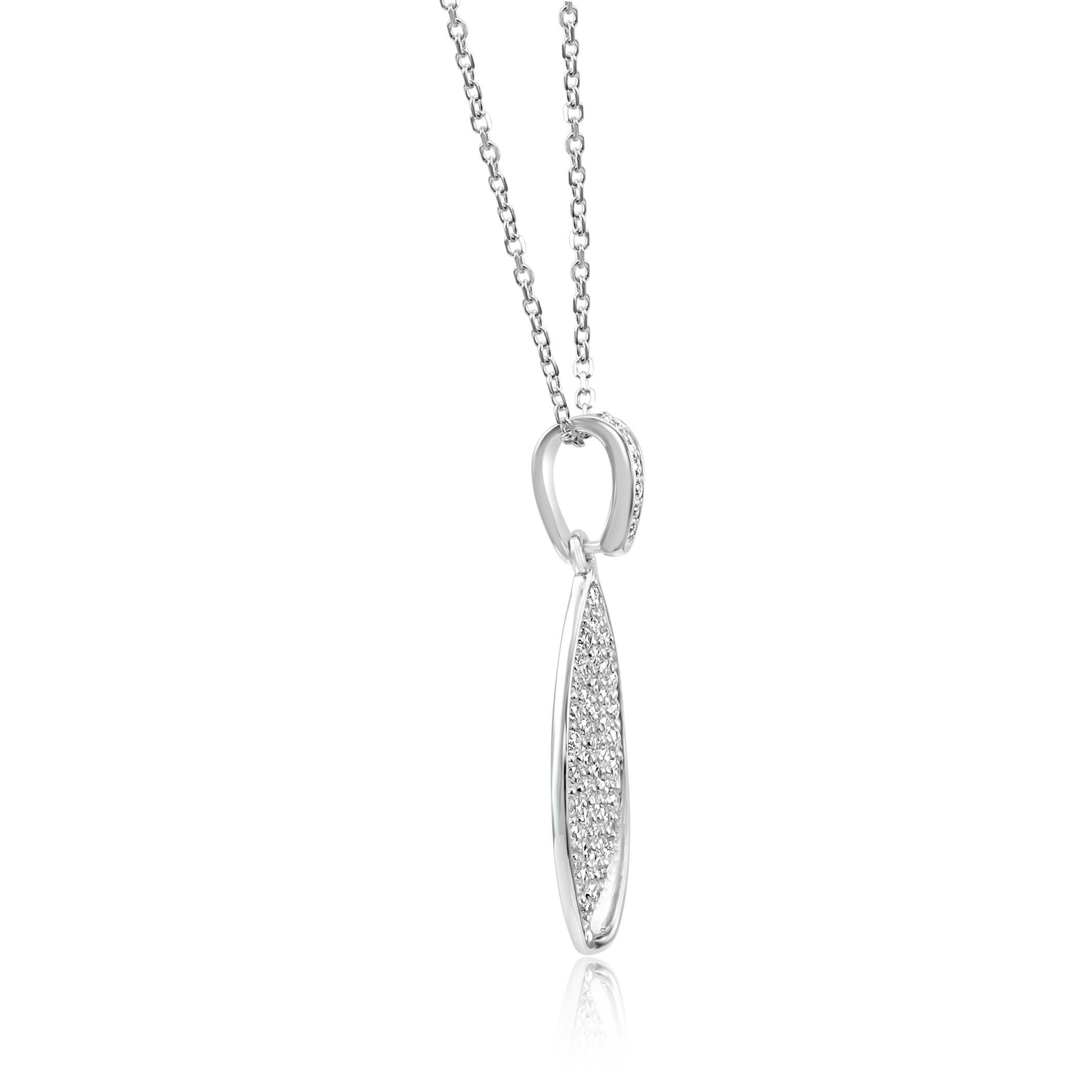 Round Cut White Diamond Rounds 14k Gold Fashion Drop Dangle Leaf Pendant Chain Necklace