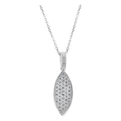 White Diamond Rounds 14k Gold Fashion Drop Dangle Leaf Pendant Chain Necklace
