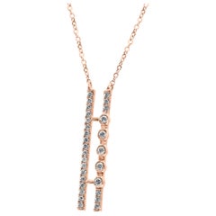 White Diamond Rounds 14k Rose Gold Fashion Drop Dangle Pendant Chain Necklace