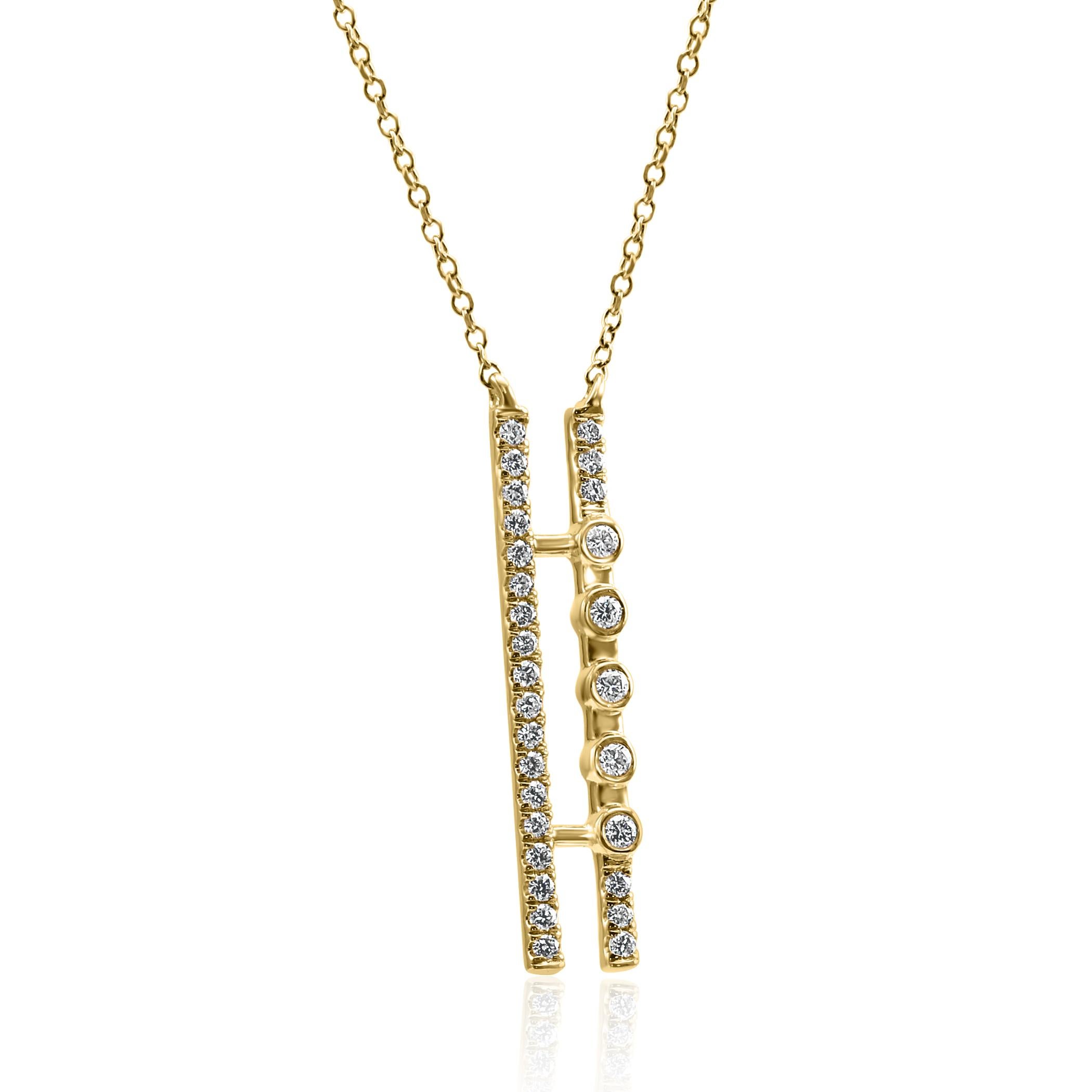 Halskette mit Anhänger, weißer, runder weißer Diamant 14K Gelbgold Fancy Fashion Tropfenkette  im Zustand „Neu“ im Angebot in Sayreville, NJ