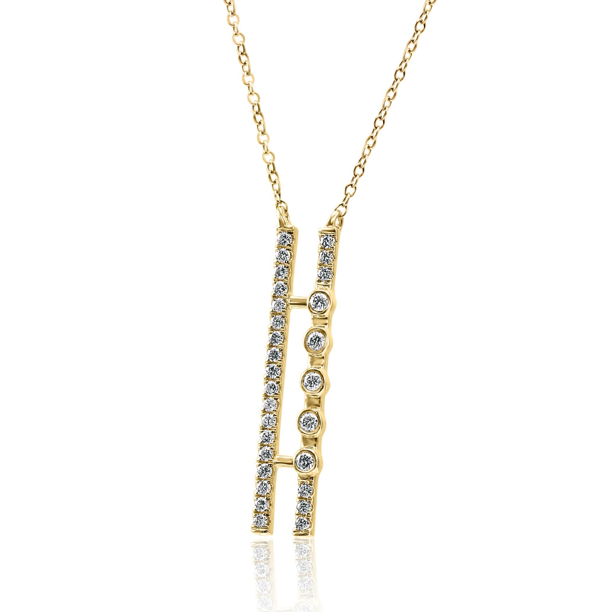 Halskette mit Anhänger, weißer, runder weißer Diamant 14K Gelbgold Fancy Fashion Tropfenkette  für Damen oder Herren im Angebot