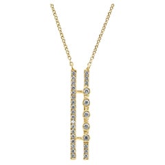 White Diamond Rounds 14K Yellow Gold Fancy Fashion Drop Chain Pendent Necklace 