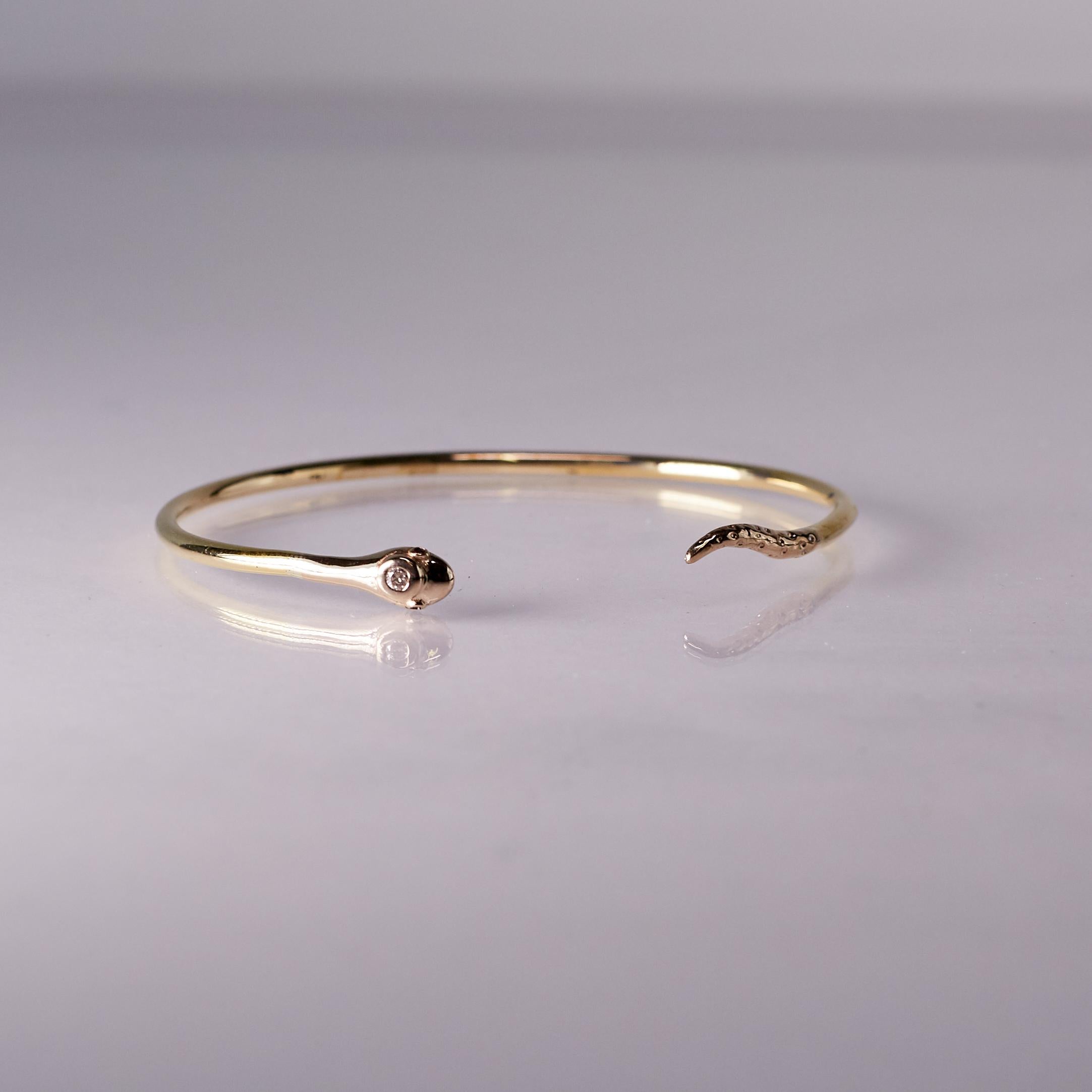 Schlangenarmband im viktorianischen Stil, weißer Diamant Rubin 14k Gold J Dauphin im Angebot 1