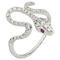 Weißer Diamant Rubin 18K Weißgold Schlangenring