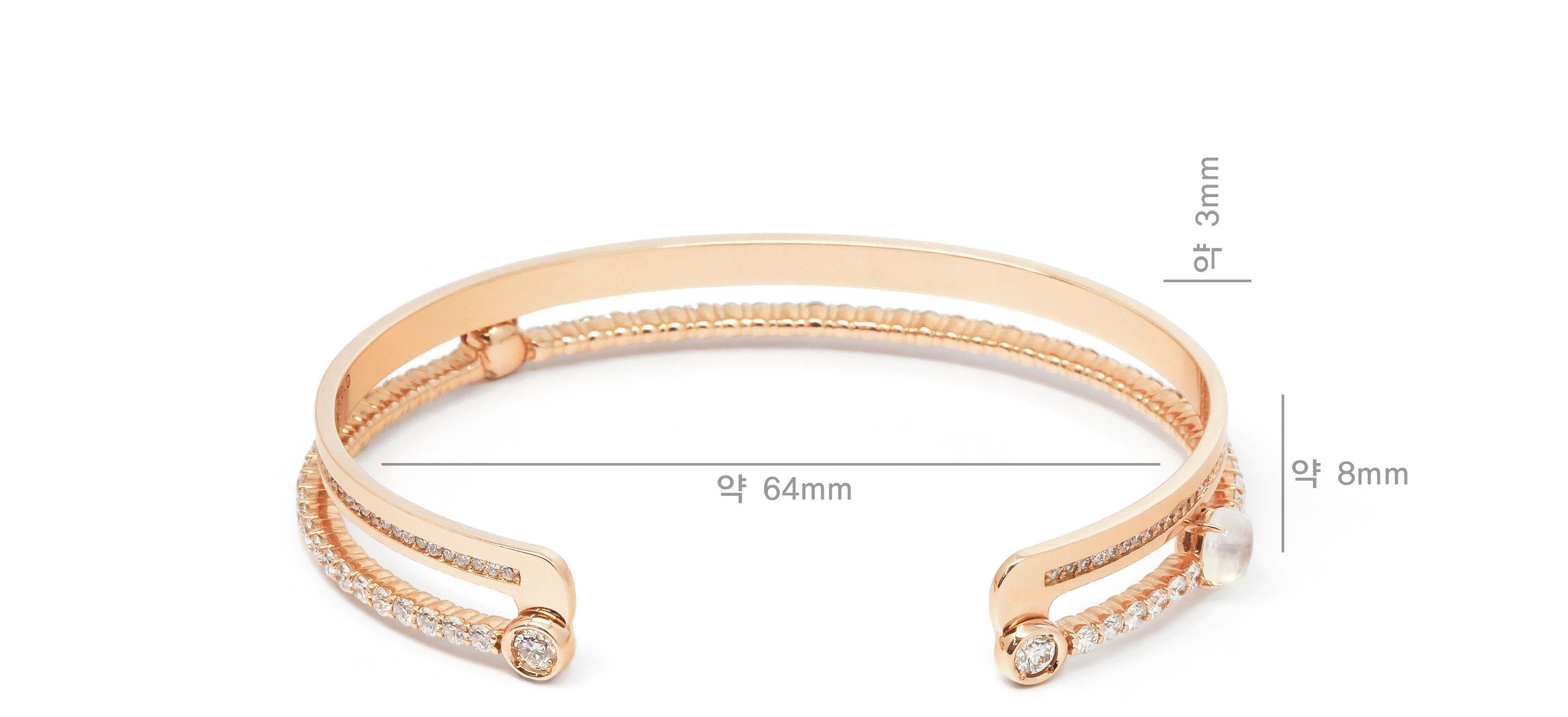 White Diamond & Ruby, Moon stone point  Bangles Bracelets  ( size L ) For Sale 1