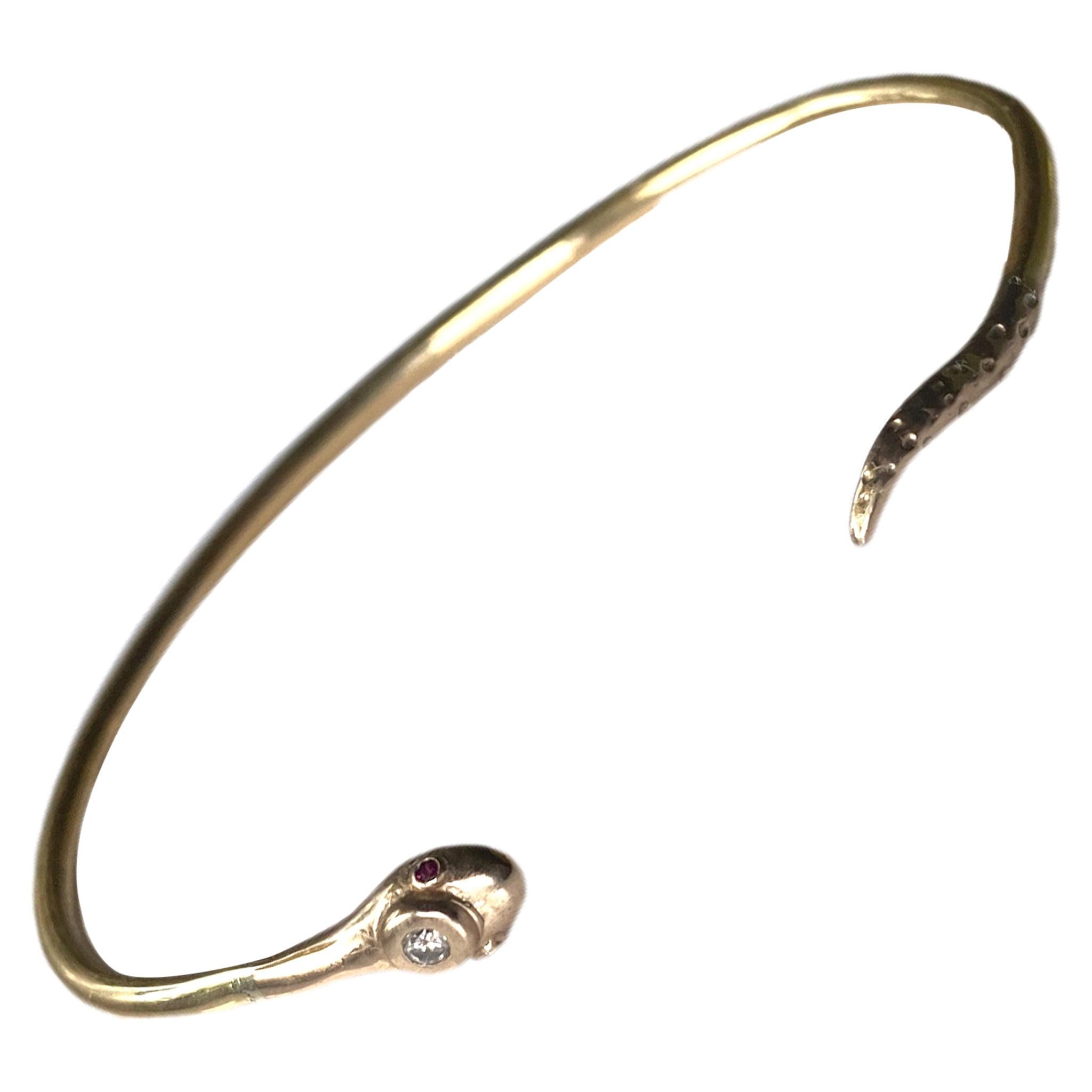 Diamante blanco Rubí Serpiente Brazalete Brazalete Brazalete Brazalete Declaración Bronce J DAUPHIN