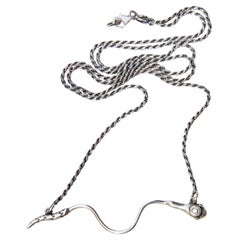 Animal jewelry White Diamond Ruby Snake Necklace Italian Silver Chain J Dauphin