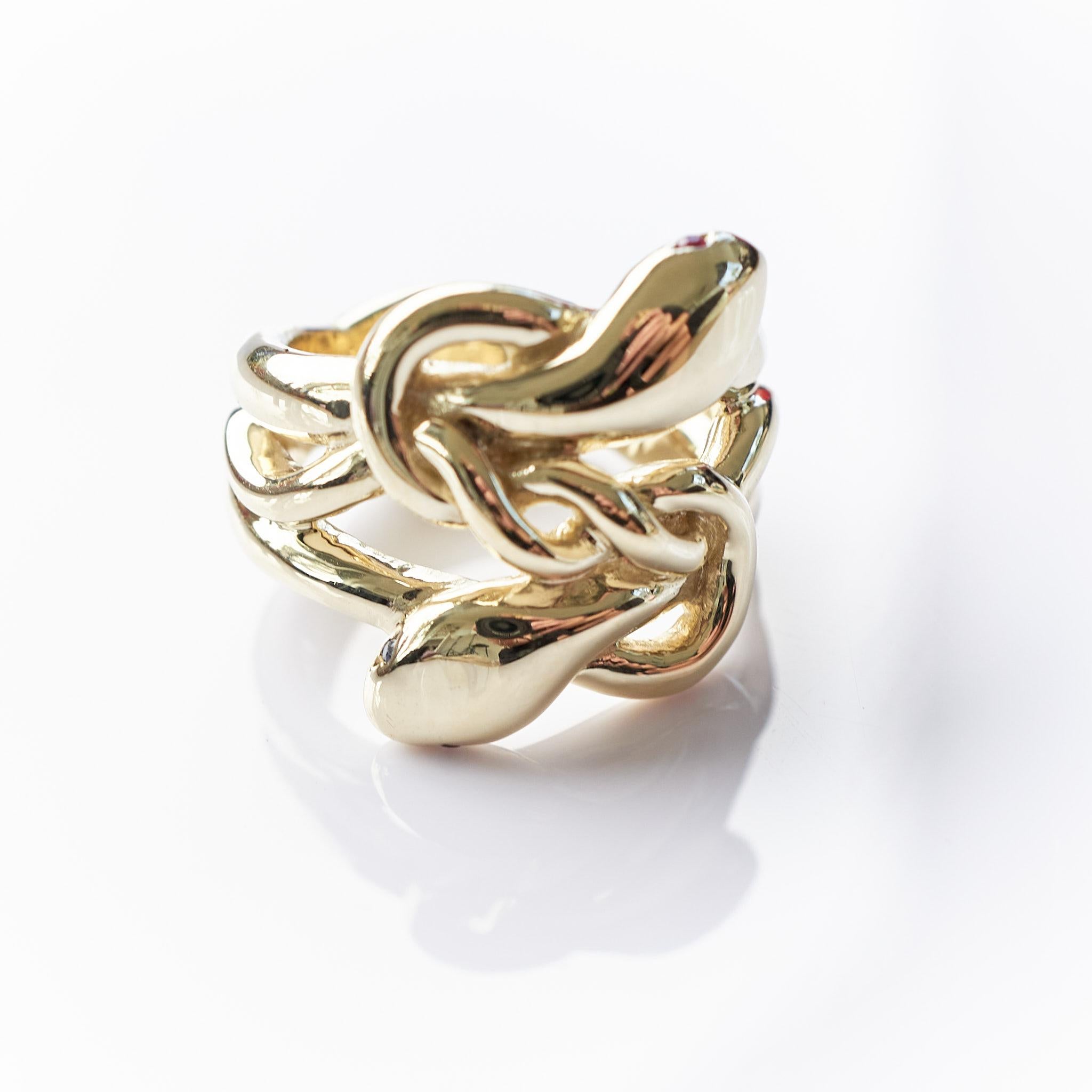 White Diamond Ruby Snake Ring 14k Gold J Dauphin For Sale 3