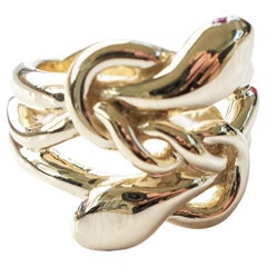 White Diamond Ruby Snake Ring 14k Gold J Dauphin