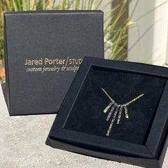 Jared Porter 24K Gold Leaf White Diamond Five Bar Pendant Necklace