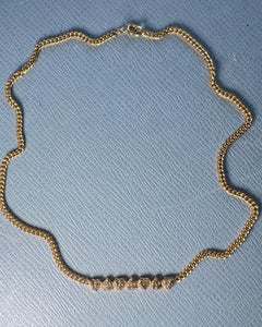 White Diamond Seven Heart Necklace Gold Plated Silver Choker J Dauphin