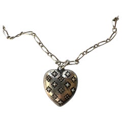 White Diamond Silver Heart Necklace