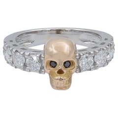 Weißer weißer Diamant- Totenkopfring aus 18 Karat Gold