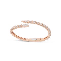 White diamond snake contrariè bracelet in 18kt rose gold