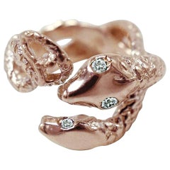 White Diamond Snake Ring Cocktail Ring Onesie Adjustable Bronze Dauphin